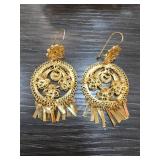 Filigree Gold-Tone Dangle Earrings