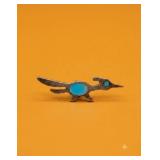 Sterling Silver Roadrunner Pin with Turquoise