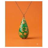 Green Teardrop Pendant Necklace in Box