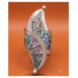 Mexican Sterling Silver and Abalone Cuff 41.8g