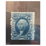1862-8 US Revenue Stamp 10Â¢ Washington