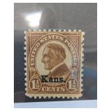 1929 US Postage Stamp 1 1/2c Kans. Overprint