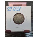 1936 Silver Sixpence Coin, George V
