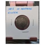 1906 Mexico 10 Centavos Silver Coin