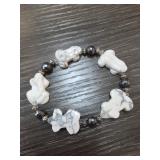 Carved Jade Stretch Bracelet with Beads