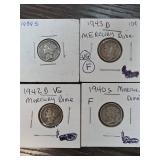 1939-S, 1942-D, 1943-D, 1940s Mercury Dimes,