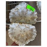 Porcelain Double Compartment Dish with Gold G