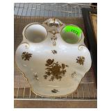 Porcelain Inkwell With Gold Floral Motif