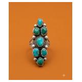 Sterling Silver Turquoise Cluster Ring