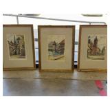 3 Framed European Cityscape Prints
