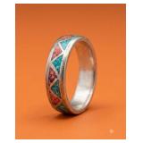 Sterling Silver Inlay Band Ring