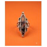 Sterling Silver Marquise Agate Ring