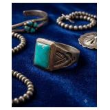 Sterling Silver Turquoise Ring, Size 12