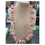 Pink Branch Coral and Turquoise Necklace
