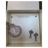 Trifari Genuine Shell Pendant and Earrings