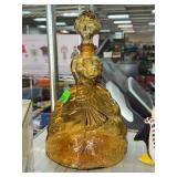 Amber Glass Lady Head Decanter with Stopper