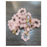 196g Pink Jade Bead Necklace, Damaged