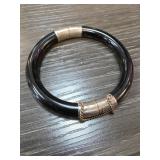 Black Bangle Bracelet with Silver-Tone Accc