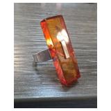 Sterling Silver Ring with Amber Stone
