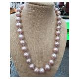 Pink Bead Necklace with Sterling Silver Clasp