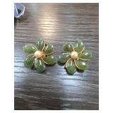 Swoboda Jade Floral Clip-On Earrings