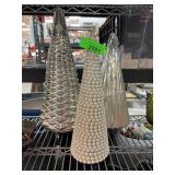 Pearl and Mercury Glass Light-Up Trees Set