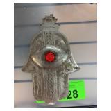 Metal Hamsa Wall Plaque With Red Gemstone