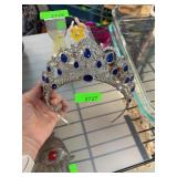 Silver-Tone Tiara with Blue Gemstones