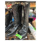 Texas Boot Co. Black Leather Cowboy Boots, 8