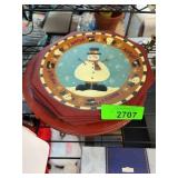 Two Hand-Painted Decorative Wooden Trv