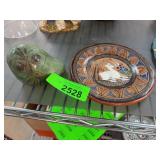 Mexican Ceramic Plate and Carved Stone Owl