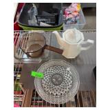 Corning Visions Saucepan, Adams Teapot, Glass
