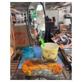 Decorative Lot: Mirror, Pot, Jar, and Painted