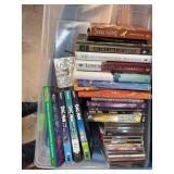 Box Lot of Books, CDs, and Games