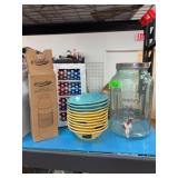 Drinkware and Beverage Dispenser Set