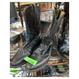 Justin Black Leather Cowboy Boots Size 9.5