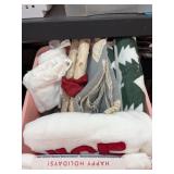 Holiday Decor Assortment Including Stockings