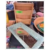 Wooden Wall Organizer and Decorative Mirror