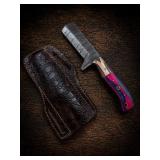 Damascus Steel Knife with Decorated Handle