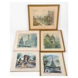 5 Framed European Landmark Prints