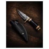 Damascus Steel Hunting Knife with Sheath