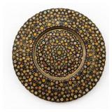 Hand-Painted Brass Decorative Plate, 13'