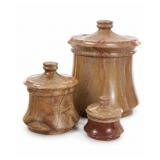 Three Polished Stone Canisters