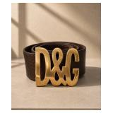 Dolce & Gabbana Leather Belt With Gold D&G