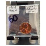 1959 Proof Lincoln Cent Rainbow Toned