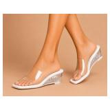 Vince Camuto VC-BEYINDS Clear Wedge Sandals 8 New