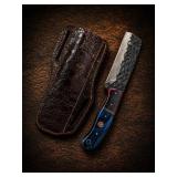 Custom Damascus Knife with Leather Sheath