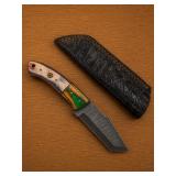 Damascus Steel Knife with Custom Handle and L