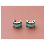 Sterling Silver and Turquoise Hoop Earrings