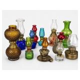 Miniature Colored Glass Oil Lamps